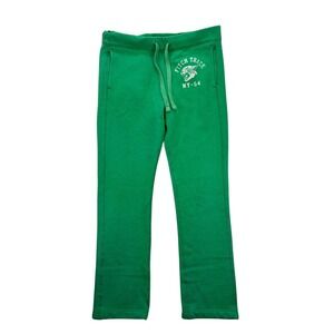 Abercrombie & Fitch Sweatpants Men's Medium Green Track Logo Fleece Joggers